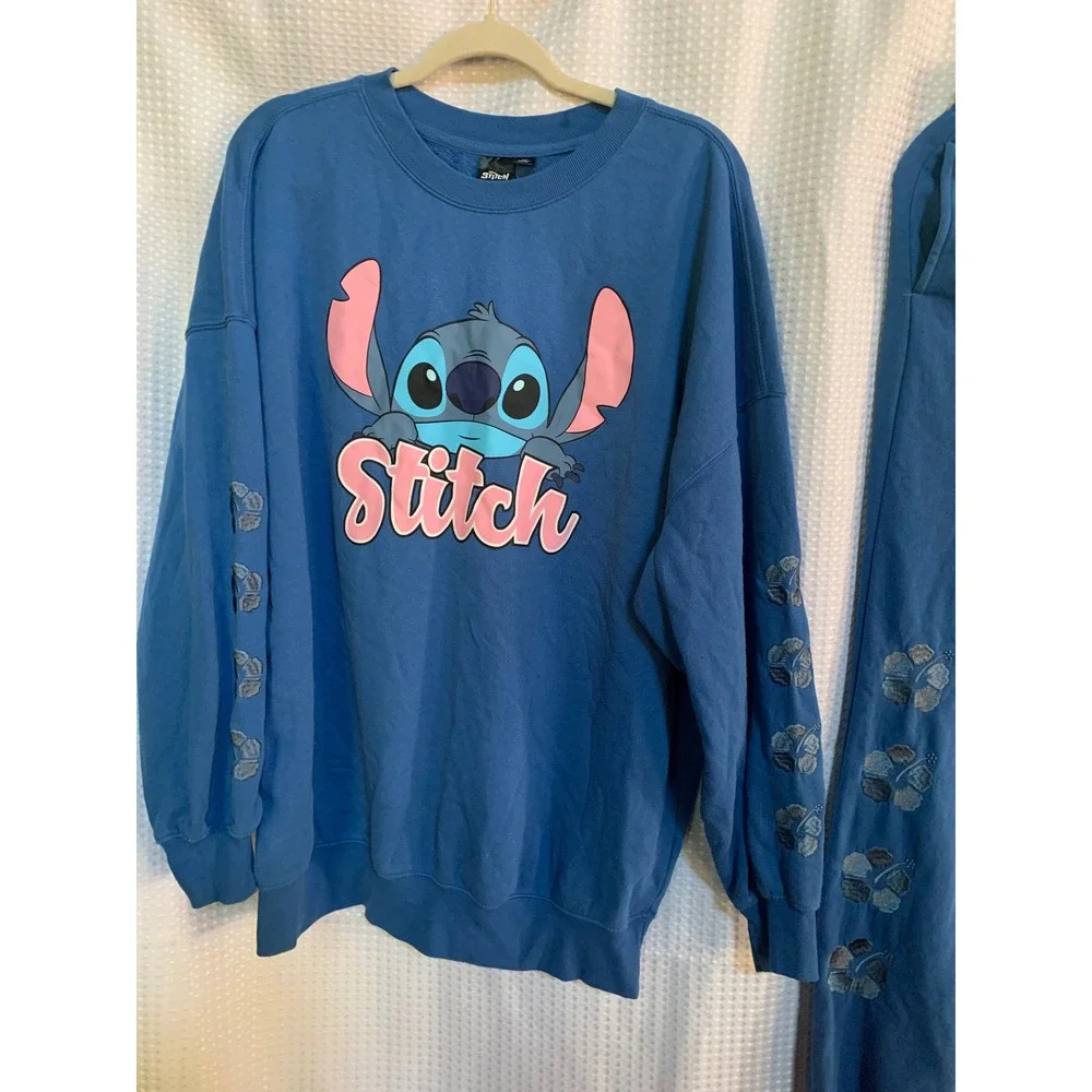 Disney Lilo & Stitch Blue‎ Sweatshirt and Joggers Lounge Set Womens Medium